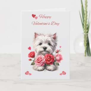 Westie met Hartjes Valentijnsdag Kaart