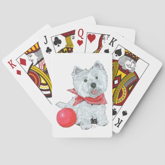 Westie met rode bal pokerkaarten (Achterkant)
