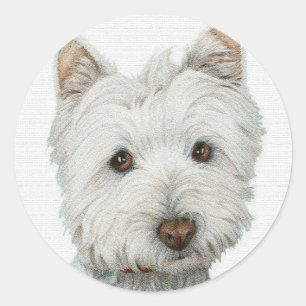 Westie met textuureffect ronde sticker