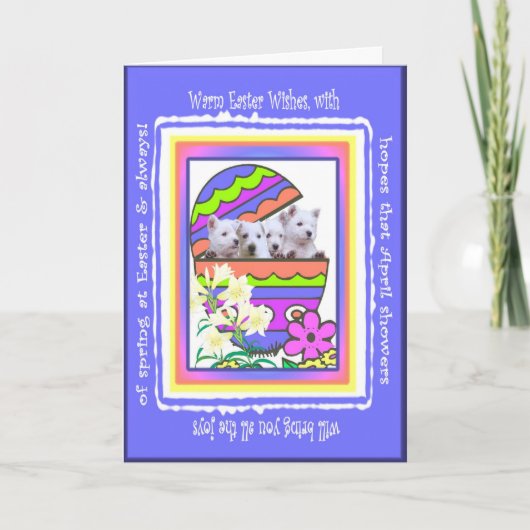 Westie mignon Joyeuses Pâques souhaite la carte (Devant)