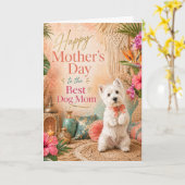 Westie Moederdag kaart (Gele Bloem)