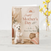 Westie Moederdag kaart (Gele Bloem)