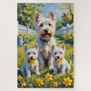 Westie Narcissen Tuin Kunst Legpuzzel