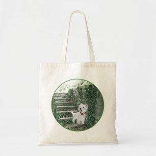 Westie op de klimop treden tote bag