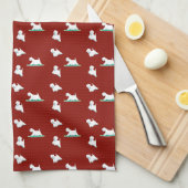 Westie op rood theedoek (Quarter Fold)