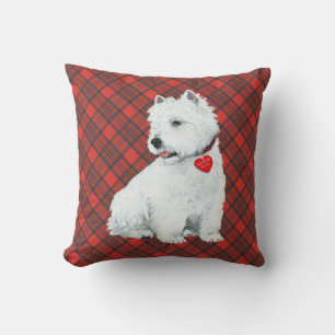 Westie op Tartan PILLOW Kussen
