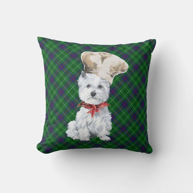 Westie op Tartan PILLOW Kussen (Voorkant)