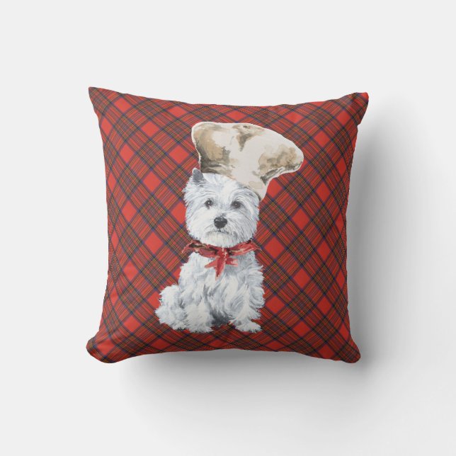 Westie op Tartan PILLOW Kussen (Voorkant)