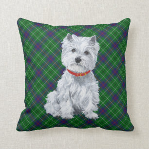 Westie op Tartan PILLOW Kussen