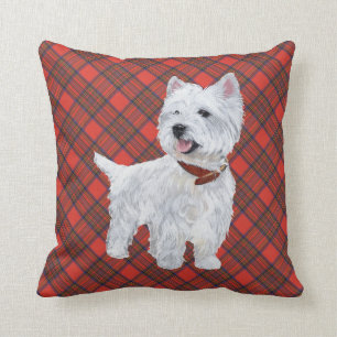 Westie op Tartan PILLOW Kussen
