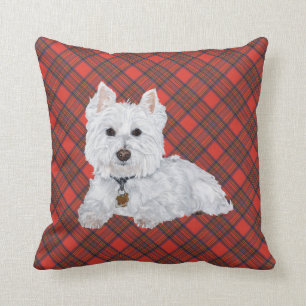 Westie op Tartan PILLOW Kussen