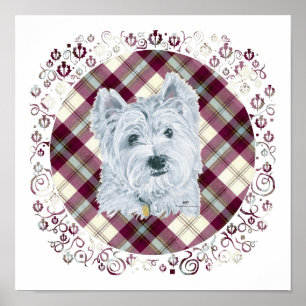 Westie op Tartan Poster