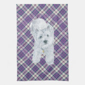 Westie over Tartan Theedoek (Verticaal)
