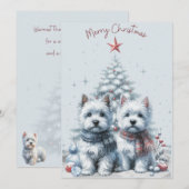 Westie Pair Vrolijke Kerst Kaart (Voorkant / Achterkant)