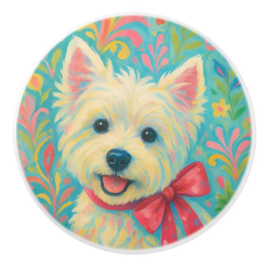 Westie Pull Knobs Keramische Knop (Voorkant)