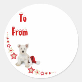 Westie Pup Kerst Sticky Label