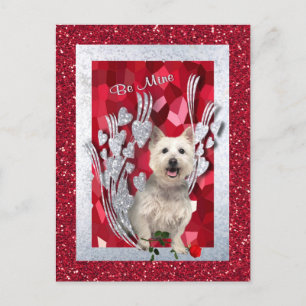 Westie Puppy Be Mine Valentijn versie 3 Feestdagenkaart