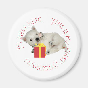 Westie Puppy Eerste Kerstmis Magneet