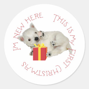 Westie Puppy Eerste Kerstmis Ronde Sticker