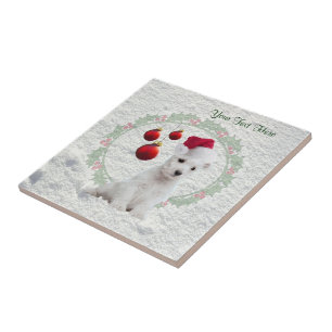 Westie Puppy kerstkeramische tegel past hem aan! Tegeltje