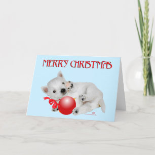 Westie Puppy Kerstmis Feestdagen Kaart