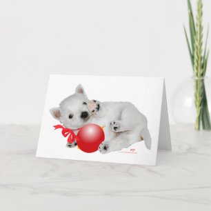 Westie Puppy Kerstmis Feestdagen Kaart