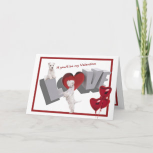 Westie Puppy Love Valentine's Day 2nd Version Feestdagen Kaart