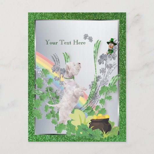 Westie Puppy nummer twee St. Pattys past het aan Briefkaart (Voorkant)
