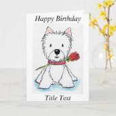 Westie rose carte d'anniversaire ami maman etc (Fleur jaune)