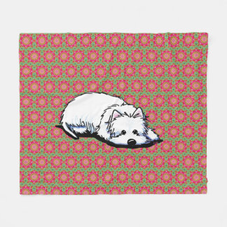 Westie Roze En Groen Fleece Deken