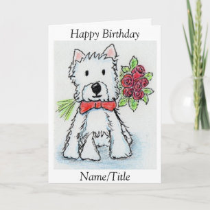 Westie rozen Birthday wenskaart personaliseren Kaart