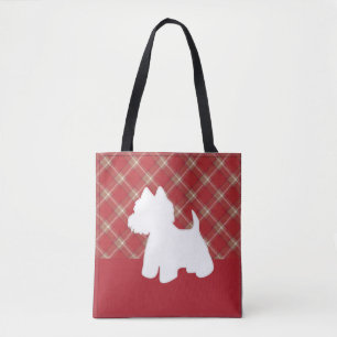 Westie Sac fourre-tout rouge Plaid