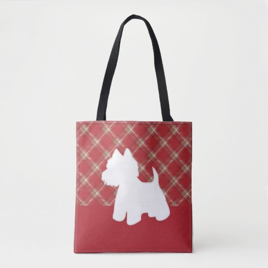 Westie Sac fourre-tout rouge Plaid (Devant)