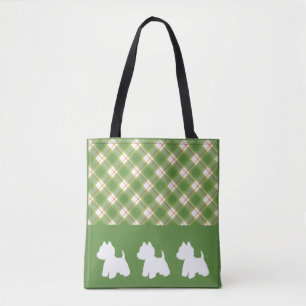 Westie Sac fourre-tout vert Plaid
