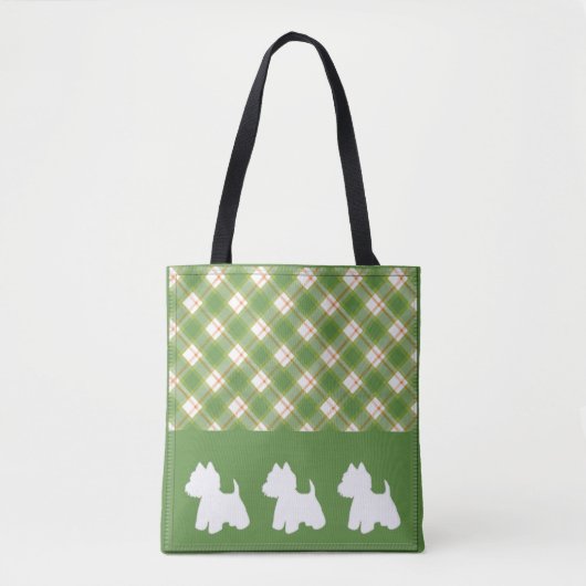 Westie Sac fourre-tout vert Plaid (Devant)