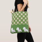 Westie Sac fourre-tout vert Plaid (De près)