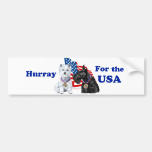 Westie & Scottie Hoera voor de VS Bumpersticker