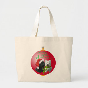 Westie Scottie Kerst Ornament Grote Tote Bag