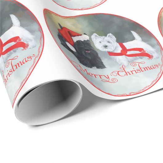 Westie Scottie Kerstmis Cadeaupapier (Rol Hoek)