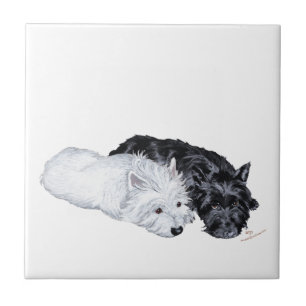 Westie & Scottie op hun gemak Tegeltje
