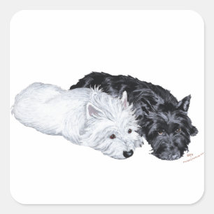 Westie & Scottie op hun gemak Vierkante Sticker