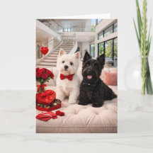 Westie & Scottie Valentijnsdag kaart