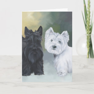 Westie Scottie Wintertijd Feestdagen Kaart