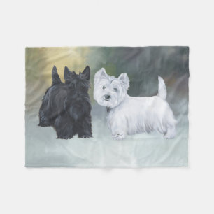 Westie Scottie Wintertijd Fleece Deken