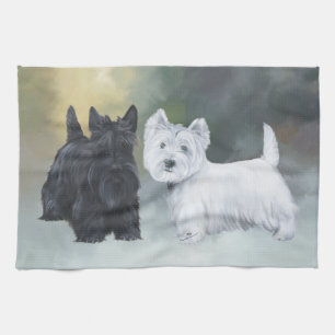Westie Scottie Wintertijd Theedoek