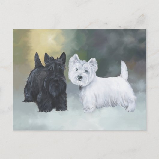 Westie Scottie Wintertime Briefkaart (Voorkant)