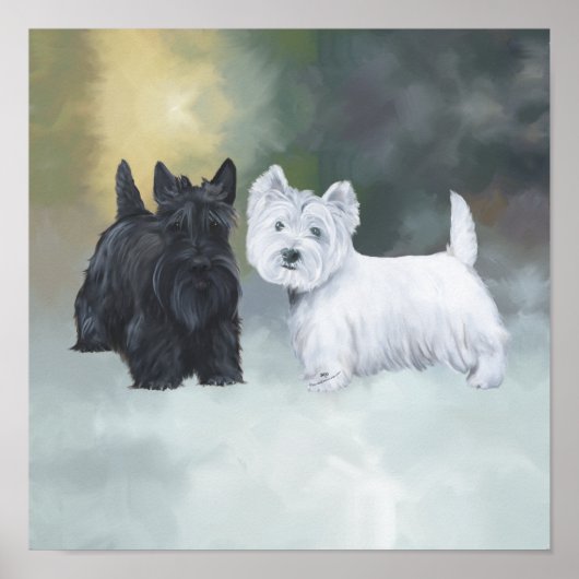 Westie Scottie Wintertime Poster (Voorkant)