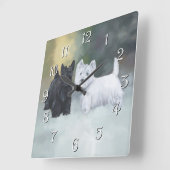 Westie Scottie Wintertime Vierkante Klok (Hoek)