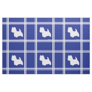 Westie Silhouet op Blauw Stof