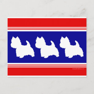 Westie Silhouet Rood & Blauw Briefkaart